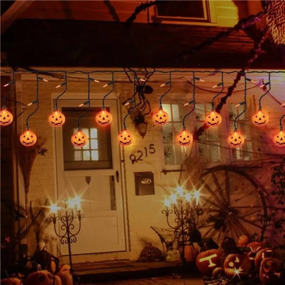 Halloween 7FT Pumpkin with 10 Waterproof Pumpkin String Lights, 25 LED